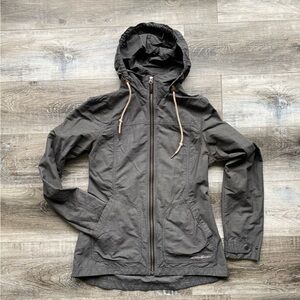 EDDIE BAUER Women’s Gray Hooded Jacket Shell with Drawstrings Size Small